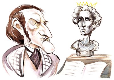 Richard Wagner - caricature with a bust of Mad King Ludwig II of Bavaria by Neale Osborne